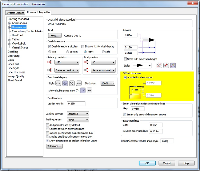 Rapid Dimension Offset
