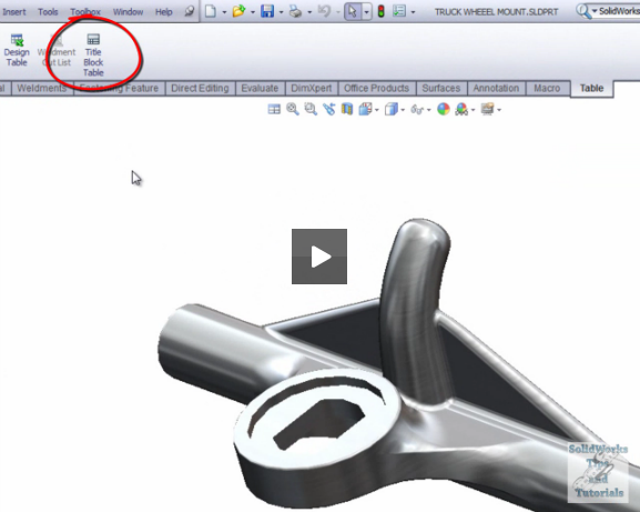 SolidWorks Title Block Tables