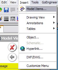 SolidWorks Model Items