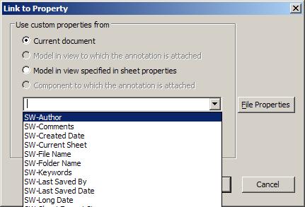 SolidWorks Link Property SolidWorks Link Property